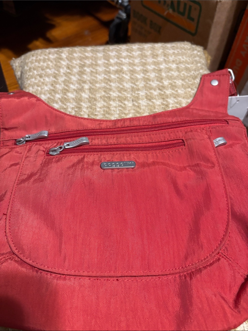 Baggallini Red Nylon Front-Zip Crossbody Bag